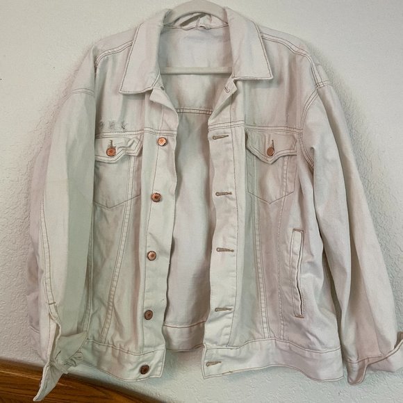 Free People Distressed Jean jacket in cream